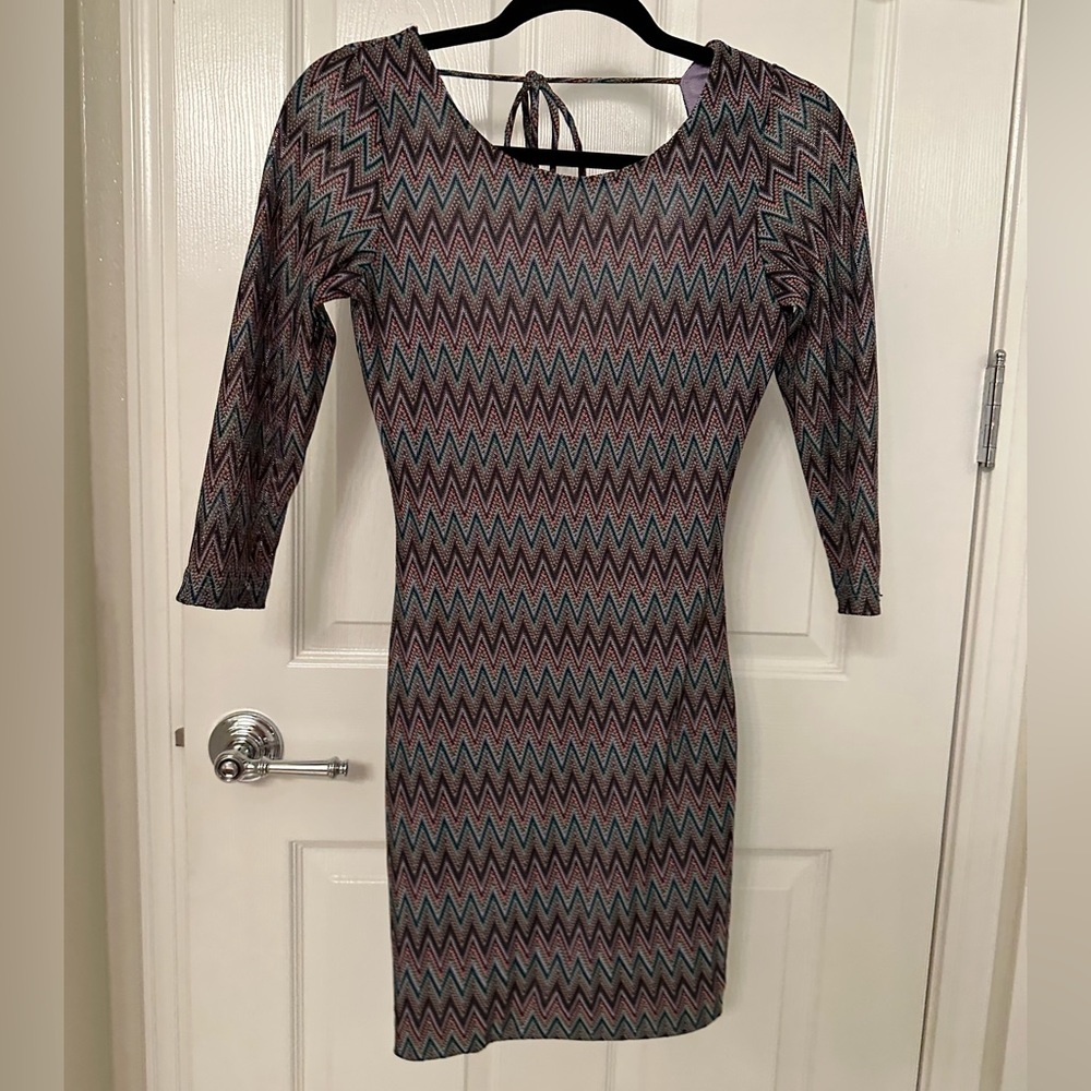 Purple Missoni Style Print Dress